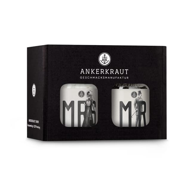 🎁 Ankerkraut Hochzeits-Box: Salz & Pfeffer im Korkenglas (Mr. & Mrs.)