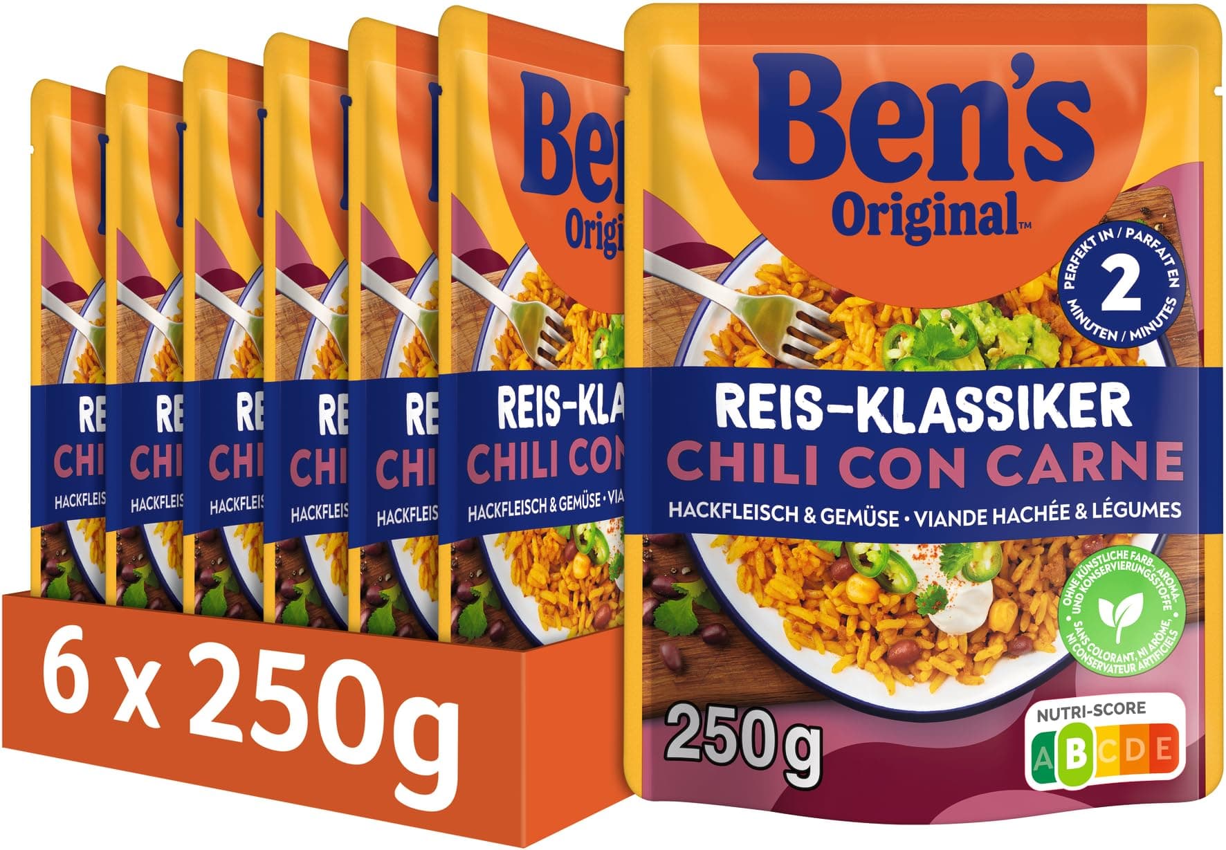 🌶️🍲 BEN'S ORIGINAL™ Chili con Carne - mit Hackfleisch und Gemüse 6x250g 250 g (6er Pack)