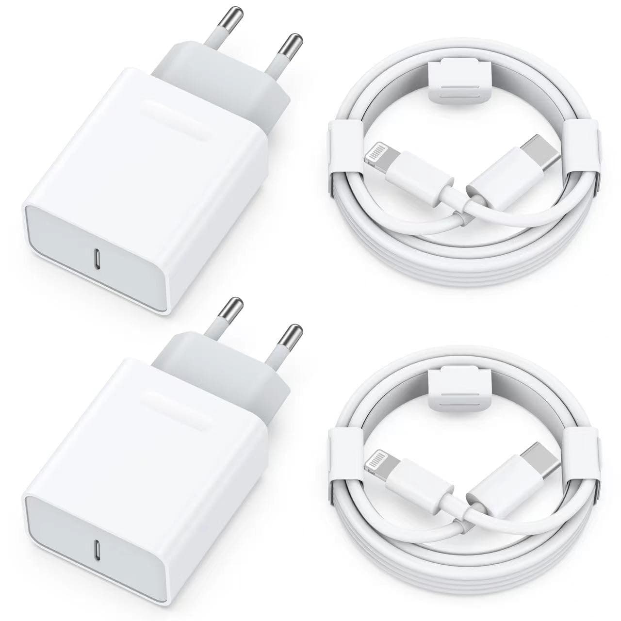 🔋 25W Schnellladegerät und Ladekabel für iPhone 14/14 Plus/14 Pro/14 Pro Max/13 12 11 SE, 4-Pack USB C Ladegerät 2M Schnellladekabel Stecker Netzteil Power Adapter Ladestecker Netzstecker Weiß