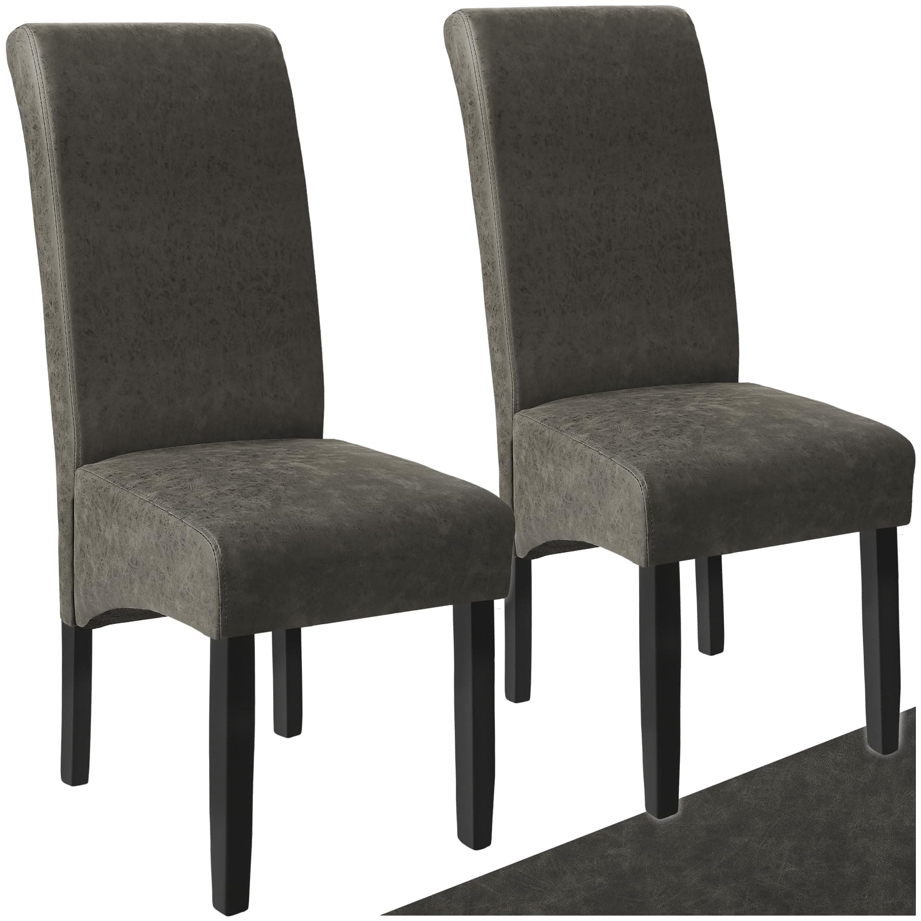 🌟 Tectake® 2er Set Stühle, Kunstleder Stuhl mit hoher Rückenlehne - Grau Marmoriert 🌟