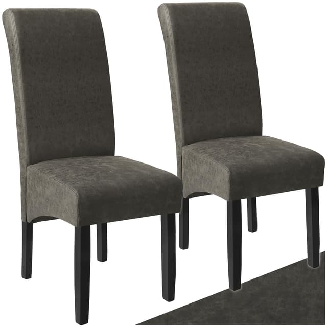 🌟 Tectake® 2er Set Stühle, Kunstleder Stuhl mit hoher Rückenlehne - Grau Marmoriert 🌟