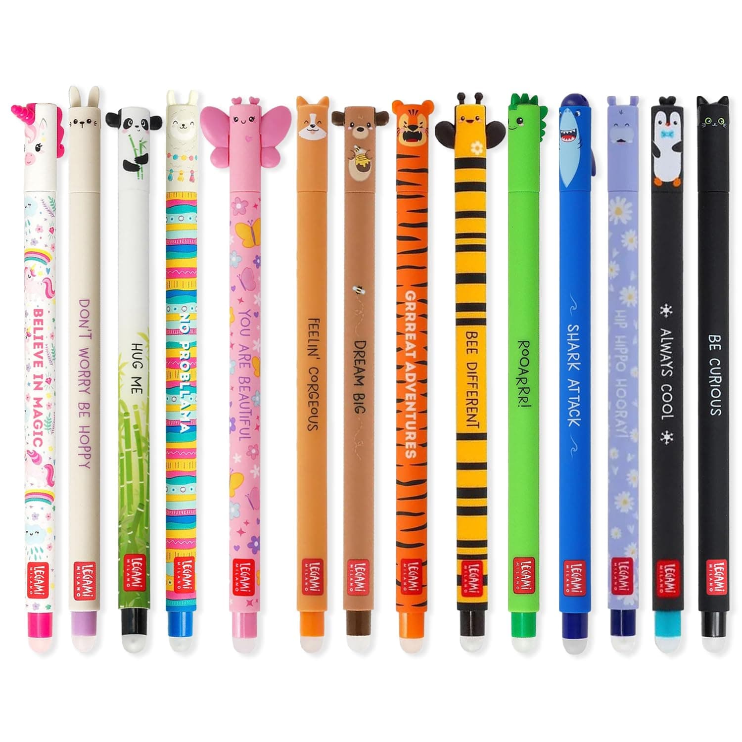 🌈 LEGAMI Set mit 14 radierbaren Gelstiften 🦄🐼🐱