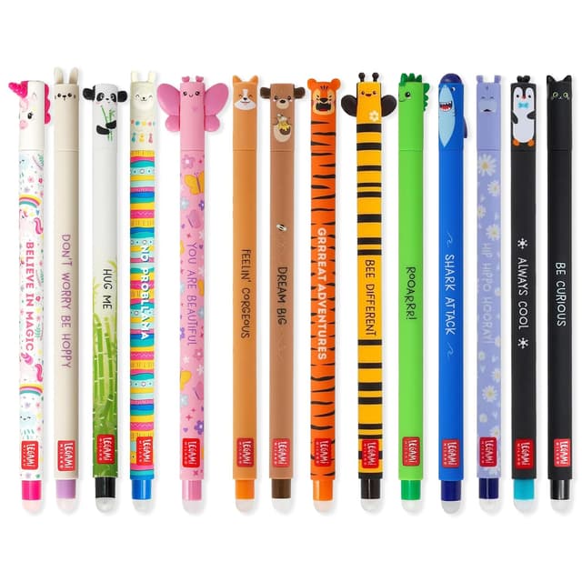🌈 LEGAMI Set mit 14 radierbaren Gelstiften 🦄🐼🐱