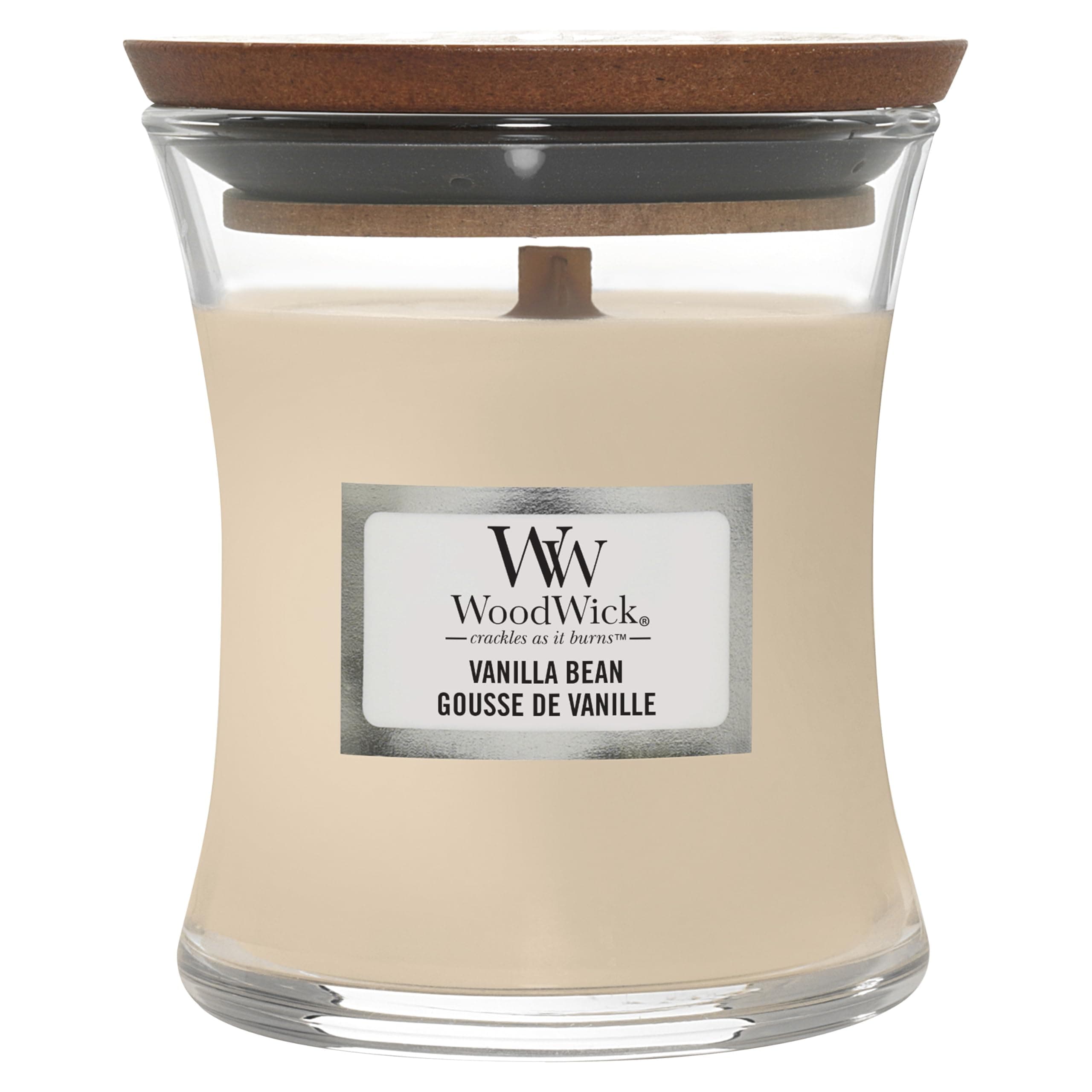 🕯️ WoodWick Duftkerze mit knisterndem Docht | Mini-Sanduhr-Kerze Vanilla Bean