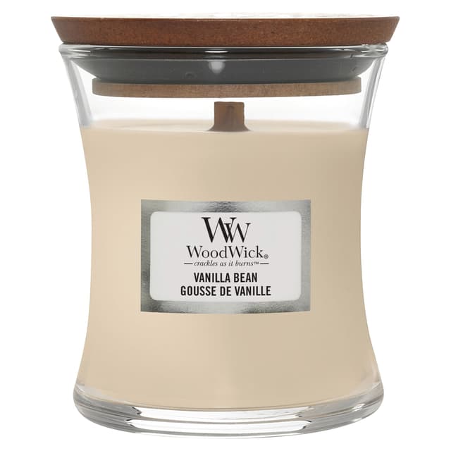 🕯️ WoodWick Duftkerze mit knisterndem Docht | Mini-Sanduhr-Kerze Vanilla Bean