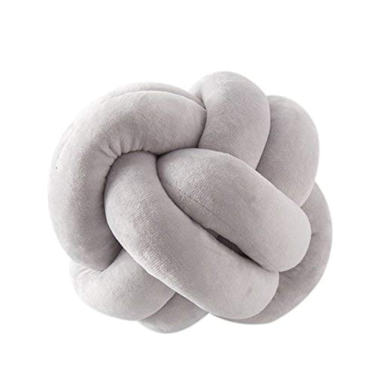 SZETOSY Knoten-Ball-Kissen - GOODCHANCEUK Knoten-Ball-Kissen-handgemachtes Kissen-Plüschtier-dekoratives Wurfs-Kissen für Schlafzimmer-Sofa-Auto-Büro-Spielraum 25x25CM Grau 🌟