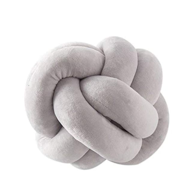 SZETOSY Knoten-Ball-Kissen - GOODCHANCEUK Knoten-Ball-Kissen-handgemachtes Kissen-Plüschtier-dekoratives Wurfs-Kissen für Schlafzimmer-Sofa-Auto-Büro-Spielraum 25x25CM Grau 🌟