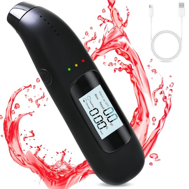 🍻🚫 Alkoholtester Polizeigenau - Professionelles Alkoholmessgerät mit Blauer LCD-Anzeige
