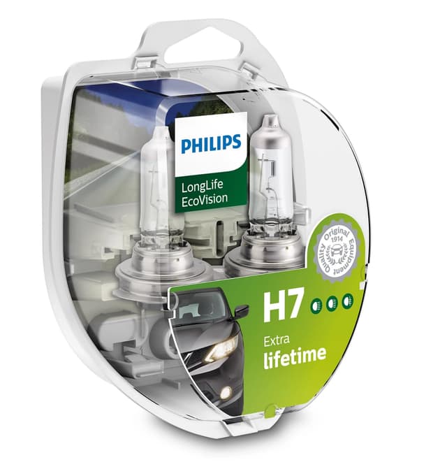 🌟 Deal des Tages: Philips 12972LLECOS2 LongLife EcoVision H7 Scheinwerferlampe, 2-er Kit Twin Box 🌟