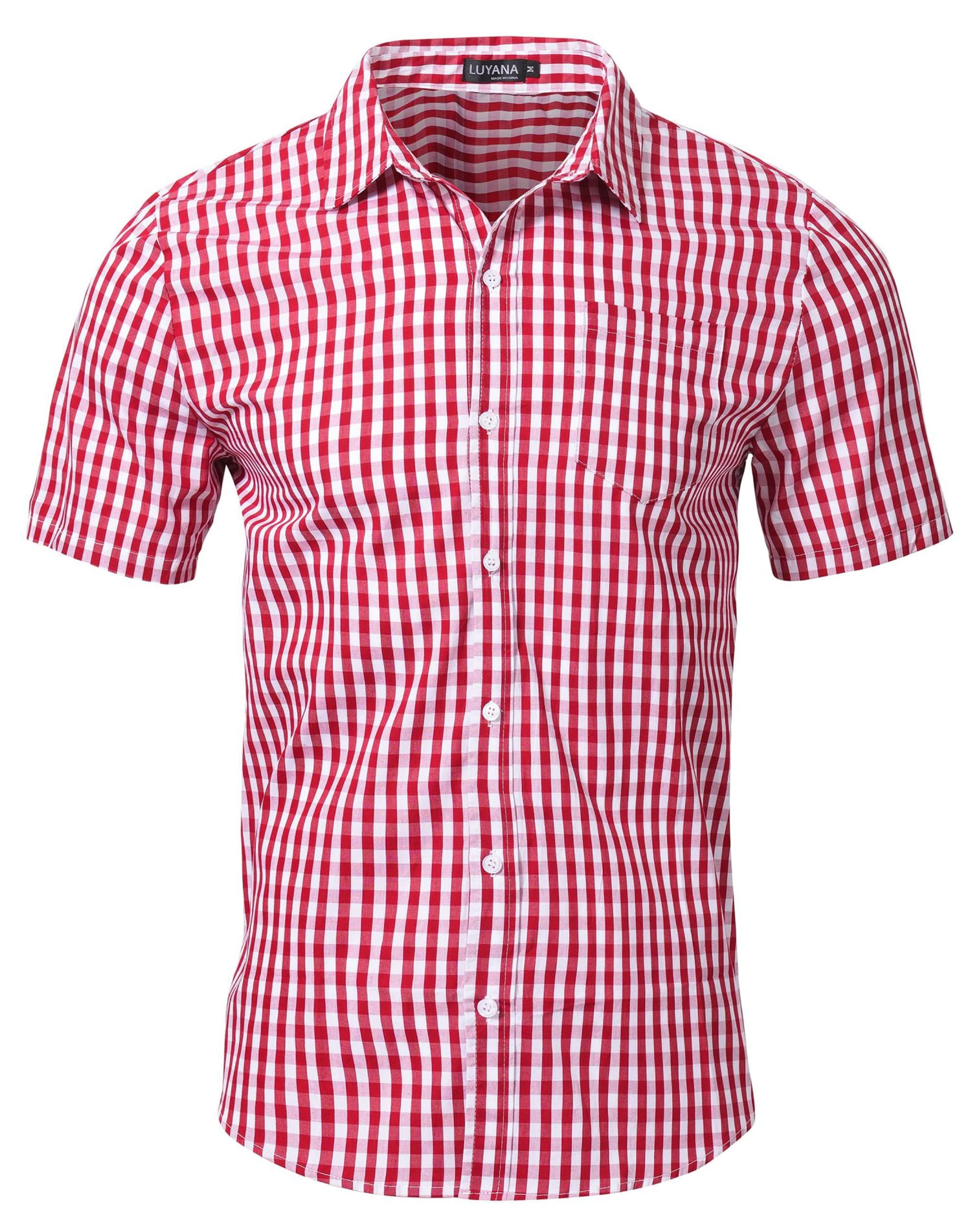 👕 LUYANA Kariert Hemden Herren Kurzarm Freizeithemd XL Rot 🎉