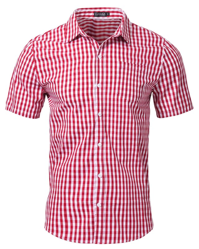 👕 LUYANA Kariert Hemden Herren Kurzarm Freizeithemd XL Rot 🎉