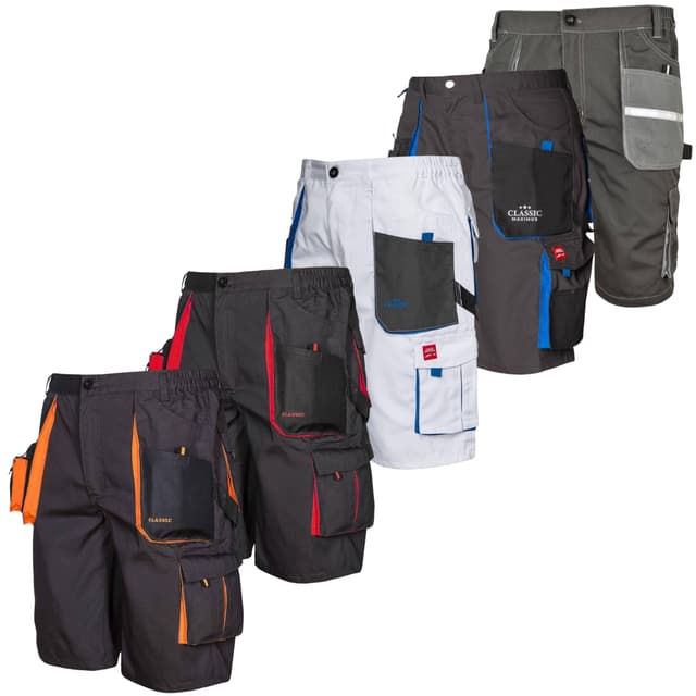 Art.Master Arbeitsshorts Anthrazit/Rot für Herren - 8 Taschen - Bequeme Kurze Arbeitshose 🛠️👖