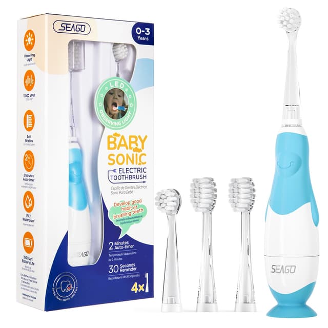 🦷👶 Seago Elektrische Zahnbürste für Kinder ab 0-3 Jahre mit LED Licht und Smart Timer
