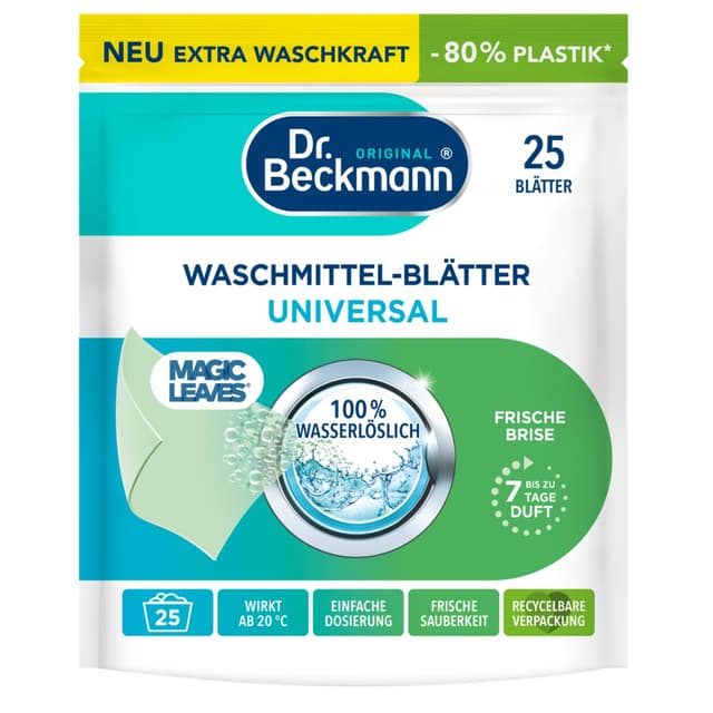 Dr. Beckmann MAGIC LEAVES Waschmittel-Blätter UNIVERSAL 🌿 | Frühlingsfrischer Duft