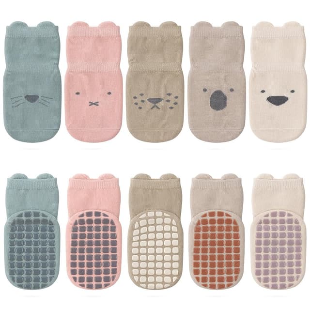 Kyopp 5 Paar Socken Baby Kleinkinder ABS rutschfeste Socken Tiermotive 🧦👶🦒🐘