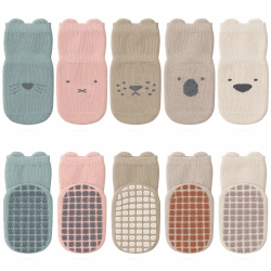 Kyopp 5 Paar Socken Baby Kleinkinder ABS rutschfeste Socken Tiermotive 🧦👶🦒🐘 Angebot bei HelloDeals