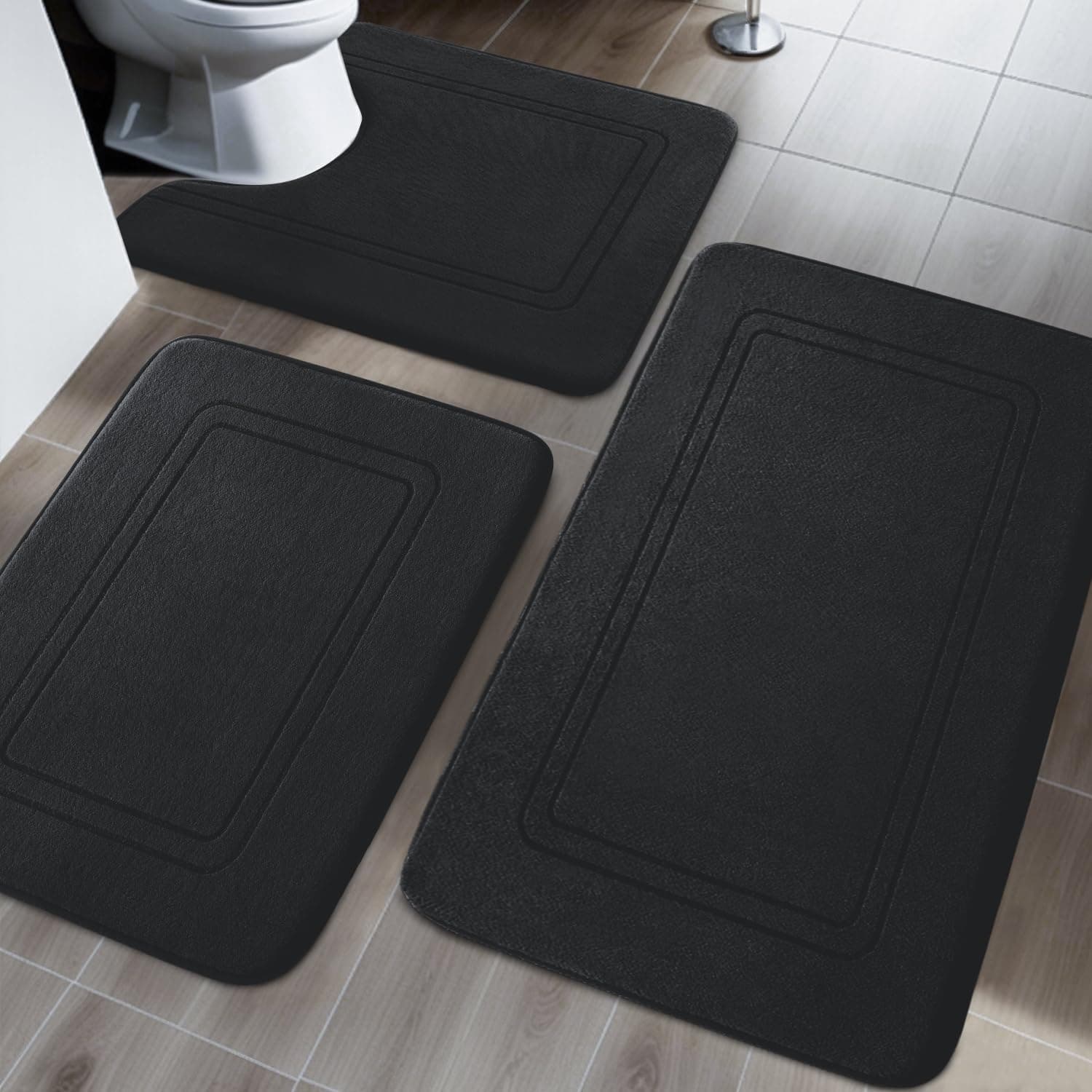 Chakme Badezimmerteppich Set 3 Teilig Schwarz 🛁🚽