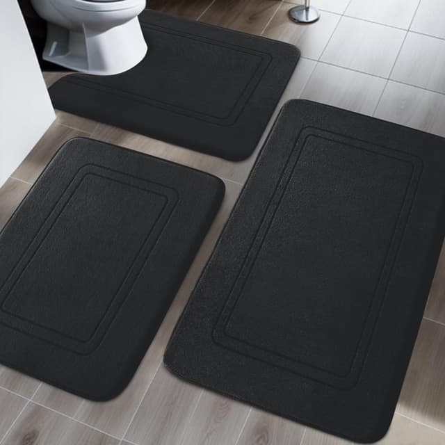 Chakme Badezimmerteppich Set 3 Teilig Schwarz 🛁🚽
