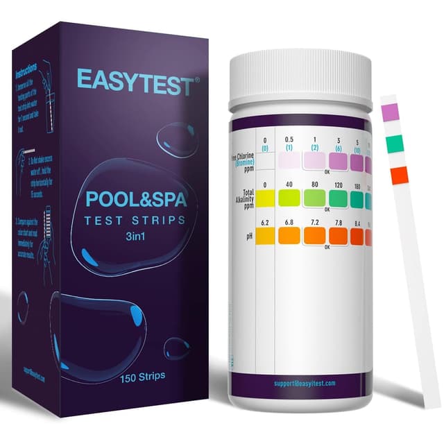 🏊‍♂️ EASYTEST 3-in-1 Pool Teststreifen für Spa, 150 Stäbchen pH Wert Teststreifen Wassertest-Set Genauer Tester für freies Chlor, Brom, Alkalinität 3IN1POOL 🏊‍♂️