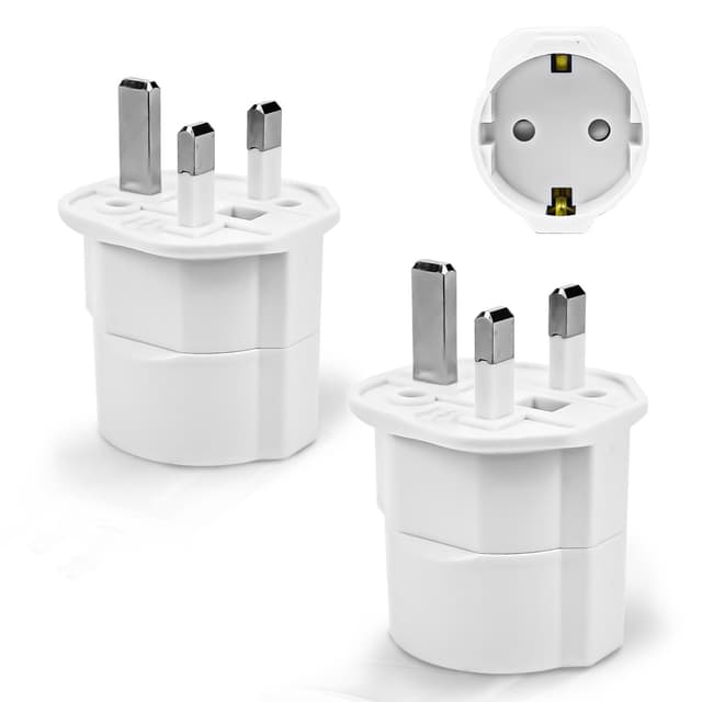 🔌 2 Stück Reiseadapter UK Adapter England Deutschland Stecker, Reisestecker Typ G Steckdose - Weiß