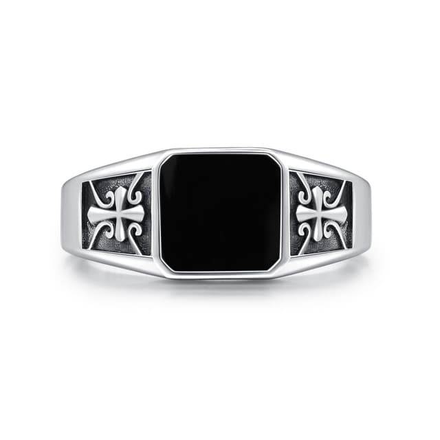 🔥 Sale: OHAYOO Keltischer Herren-Siegelring in Schwarz 925 Silber - 10mm Breit