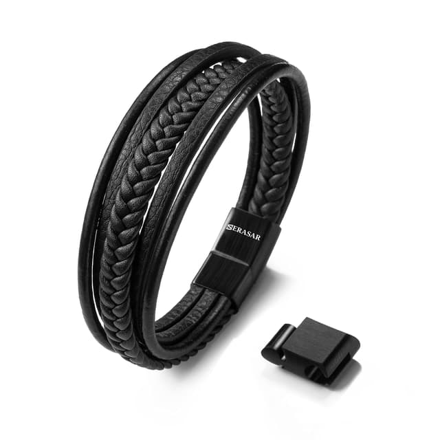 🎁 SERASAR Premium Echtlederarmband für Männer [Braid] in Schwarz & Braun | Tolles Geschenk! 🎁