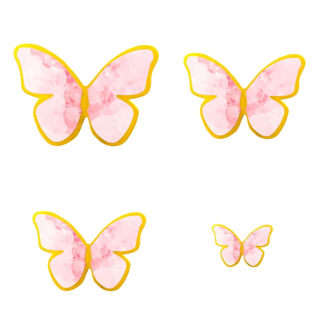 🦋 50 Stück 3D Schmetterling Cupcake Toppers, rosa mit Gold Border Butterfly Kuchen Dekorationen