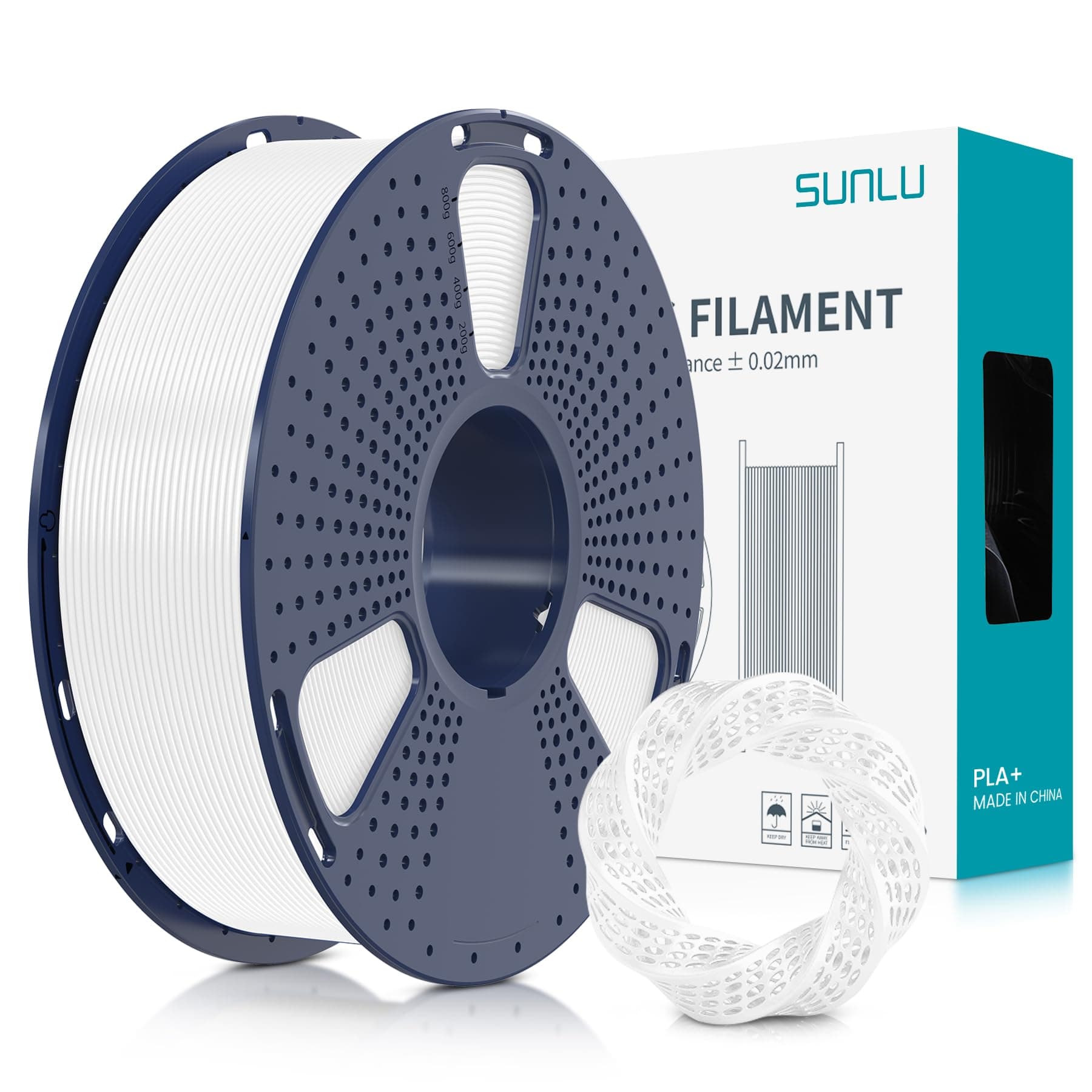 SUNLU PLA+ Filament 1.75mm, Stärker belastbar, Neatly Wound, 1KG 3D Druck PLA+ Filament, Weiß 1000g-Weiß 1KG 🌟🖨️