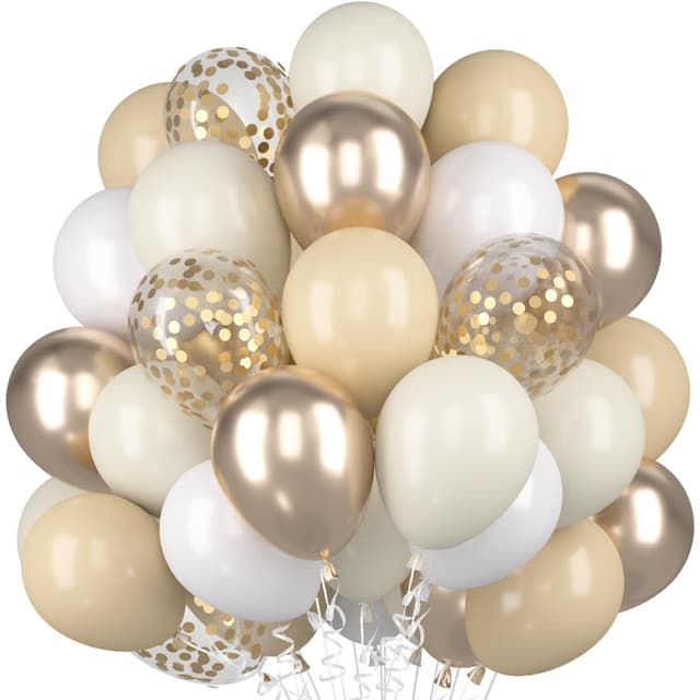 Luftballons Beige Sandweißer, 60 Stück Champagner Gold Mattes Weiß Helium Ballon