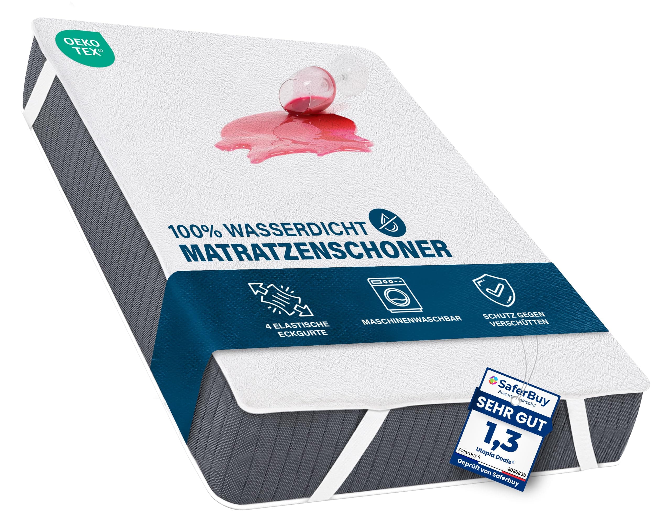 🌟 Utopia Bedding Matratzenschoner 90x200 cm 🌈 Wasserdicht & Atmungsaktiv 🛏️ Matratzenschutz Weiß