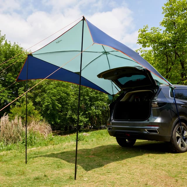 🚗 PORTAL Auto Markise Camping Heckzelt 🏕️ Wasserdicht UPF 50+ 🌞 Schützt vor Sonne & Regen Tragbar Autozelt für Outdoor Camping Wohnwagen Vans Auto SUV PKW