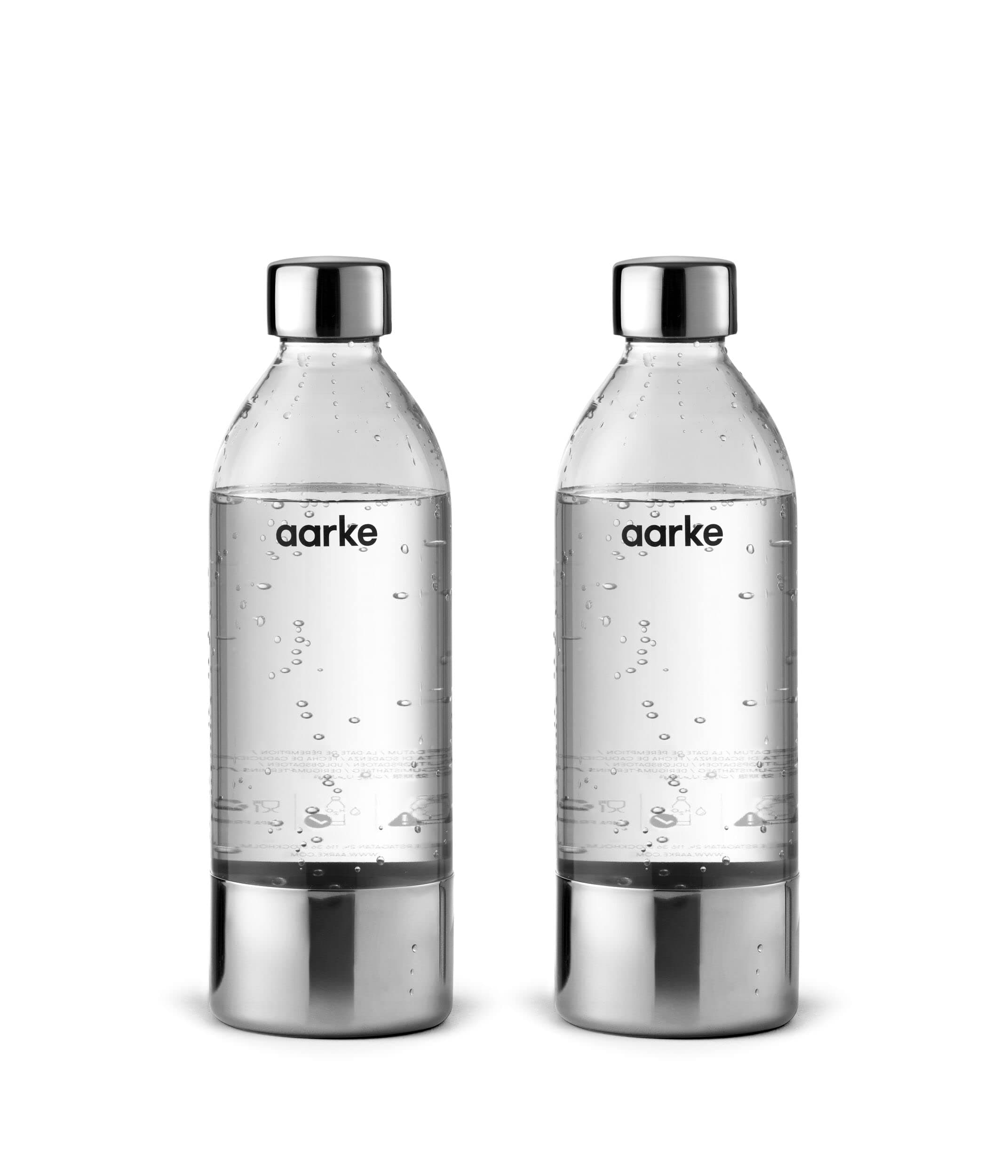 🌊🌿 Aarke 2er-Pack PET-Flaschen für Wassersprudler Carbonator 3, BPA-frei mit Edelstahl-Details, 800ml, AASPB1-STEEL 800ml Modern 🌊🌿