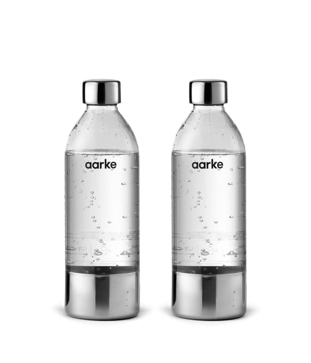 🌊🌿 Aarke 2er-Pack PET-Flaschen für Wassersprudler Carbonator 3, BPA-frei mit Edelstahl-Details, 800ml, AASPB1-STEEL 800ml Modern 🌊🌿