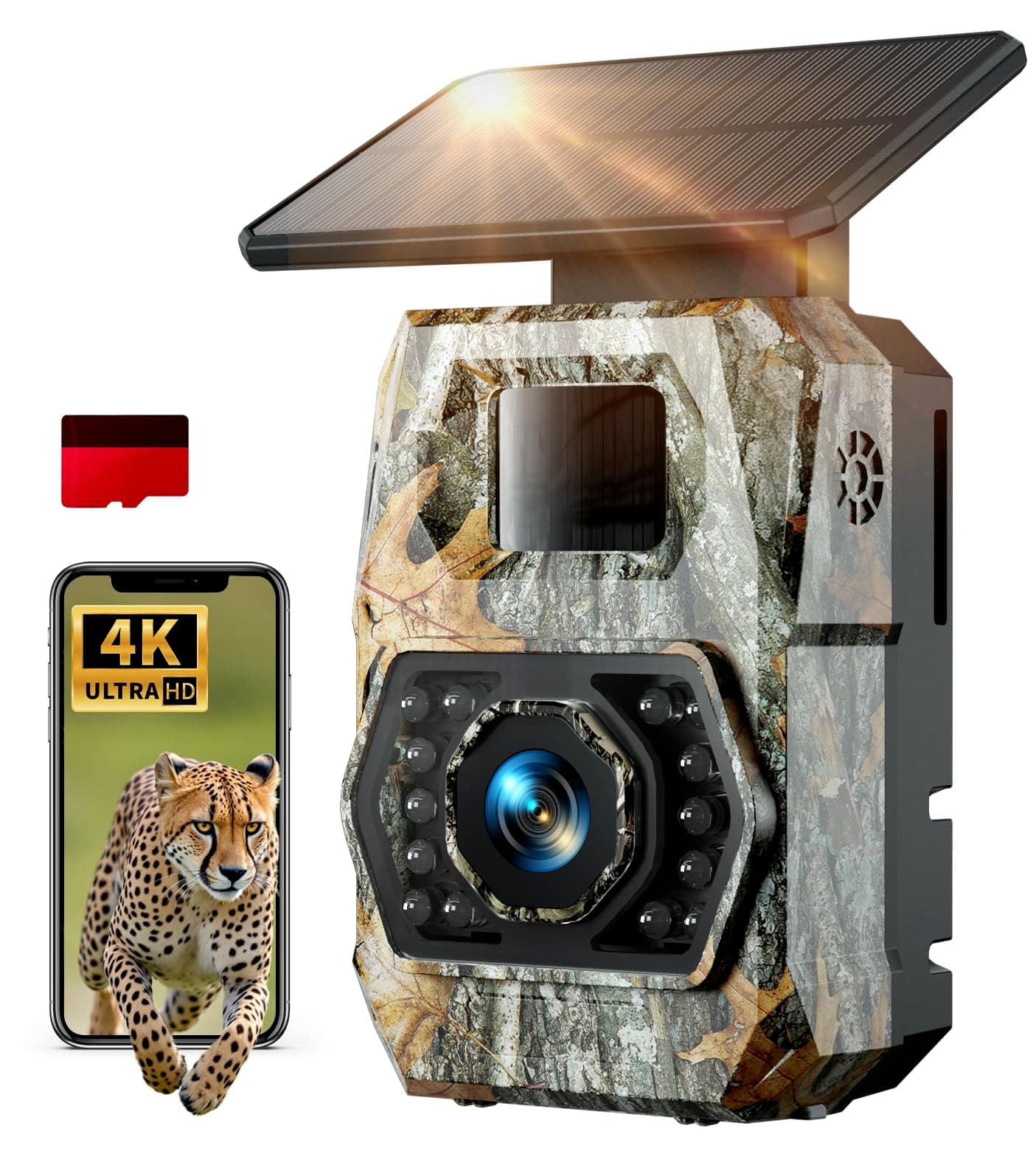 📸🦌 Wildkamera mit Handyübertragung App, 4K 60MP HD Solar WLAN Wildkamera 🌞🔋