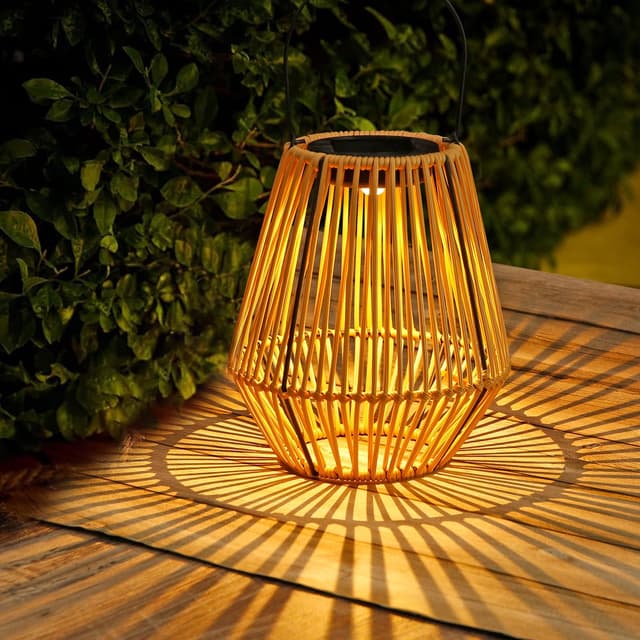 🌞🌿 ZWOOS Solarlaterne für Außen Garten - Helle Solar Rattan Laterne im Boho-Stil 🌿🌞