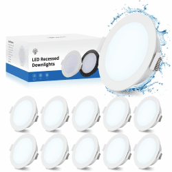 Angebot: Gr4tec LED Einbaustrahler 230V Flach 10x 5W LED Spots Badzimmer IP65 Kaltweiß 6500K 400LM Angebot bei HelloDeals