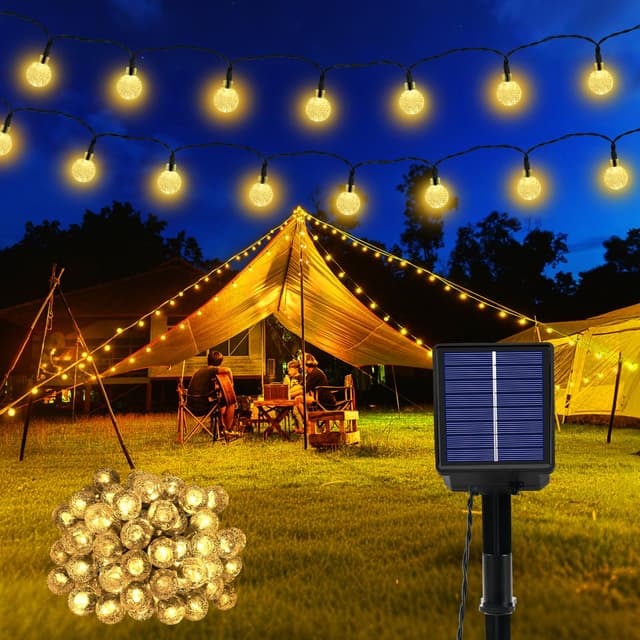 🌟 Lichterkette Außen Solar Wetterfest, 60 LED Warmweiß 3M + 10,2M 8 Modi IP65