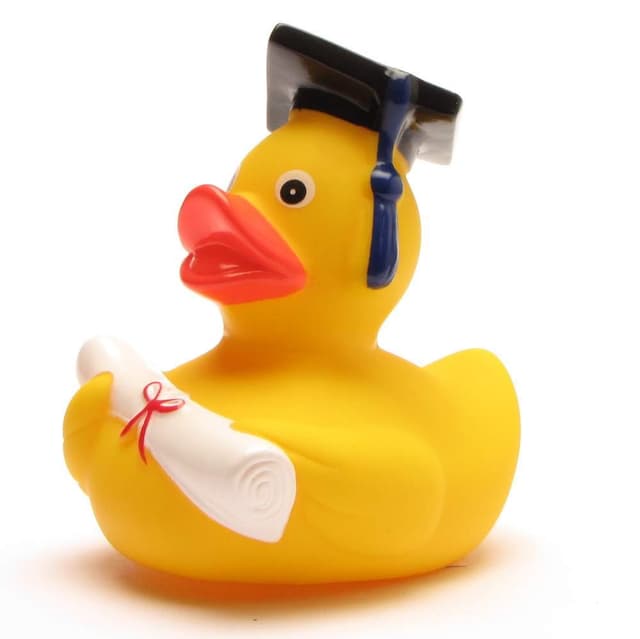 Lustige Akademiker Badeente mit Diplom 🦆🎓 - Quietscheentchen mit Doktorhut - Geschenk bei Prüfungen Abschlussfeier Uni Universität Hochschule