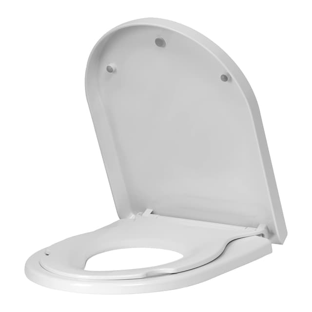 🚽👶 WOLTU Toilettendeckel mit Kindersitz, WC-Sitz mit Absenkautomatik für Familie, Klodeckel mit Ein-Knopf-Freigabe, antibakterielle Klobrille in D-Form Hell Weiss