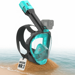 🌊🤿 Khroom Schnorchelmaske Erwachsene Vollmaske | In Höhle der Löwen vorgestellt | Unsere Beste CO2 sichere Tauchermaske Seaview Pro zum Schnorcheln | Vollgesichtsmaske Schnorchelmaske ab 1.70m (L-XL) Türkis