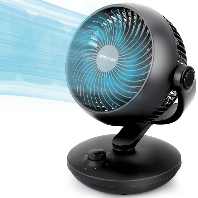 😍🌀 WOWDSGN Tischventilator Leise 24dB - 3D Turbo-Luftzirkulator - 3 Geschwindigkeiten - Schwarz Xd-1586fc