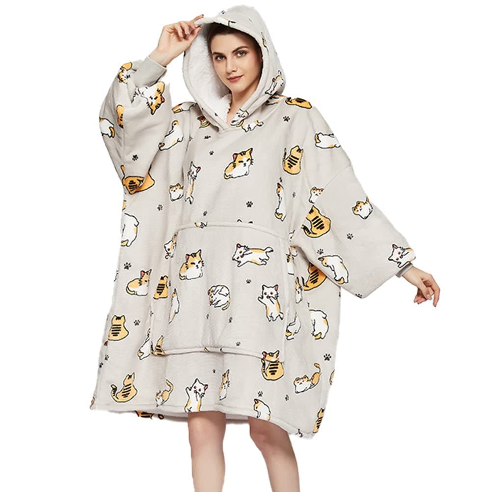 🔥 Übergroße Hoodie Sweatshirt Decke 🐱 Super Weich Gemütlich Warm 🎁 Geschenkidee 🛋️