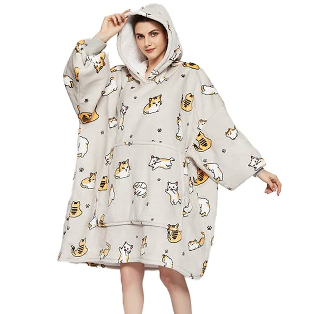 🔥 Übergroße Hoodie Sweatshirt Decke 🐱 Super Weich Gemütlich Warm 🎁 Geschenkidee 🛋️