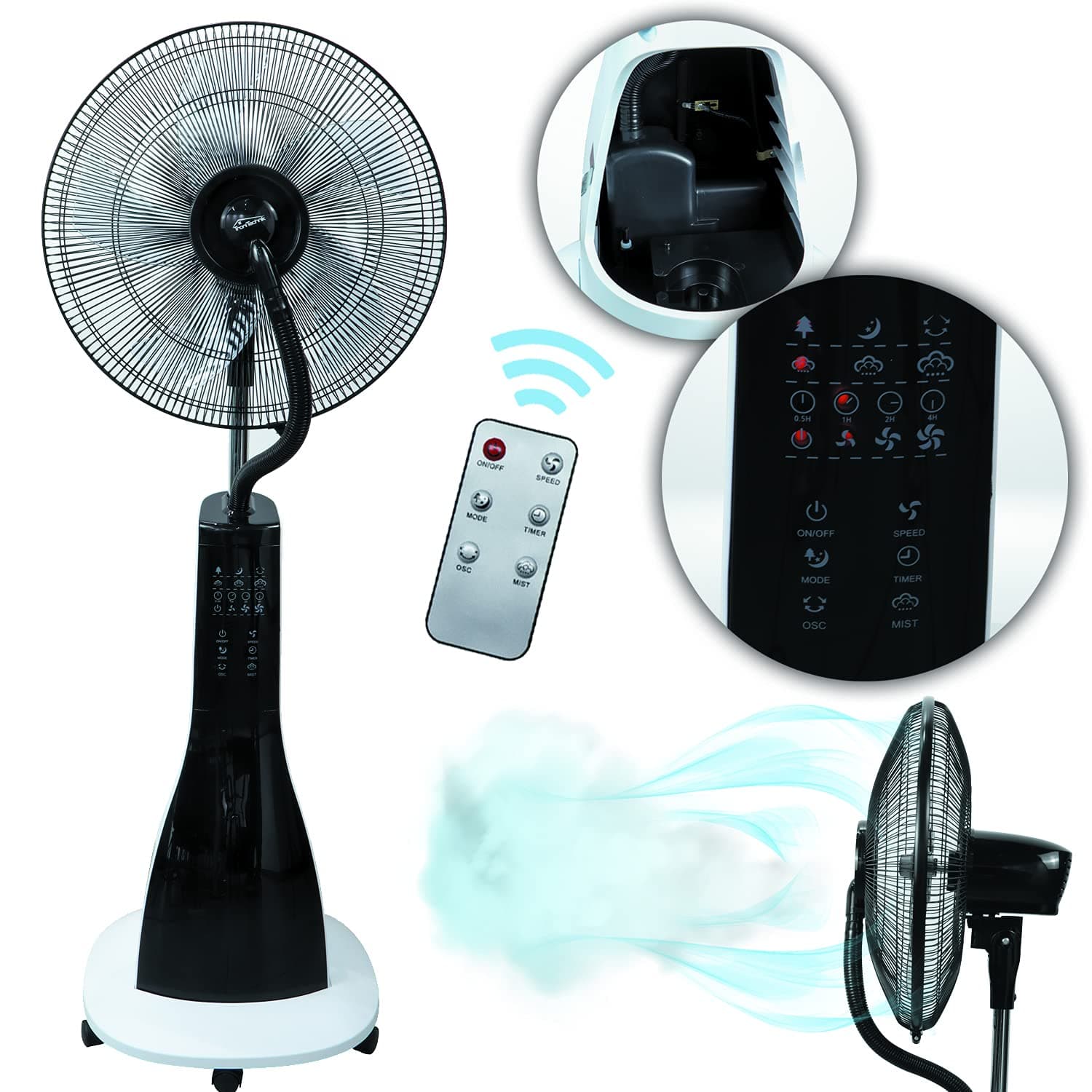 🌀🌊 Tronitechnik® Standventilator mit Wasser, Ventilator mit Wasserkühlung Sprühnebel Raumbefeuchter 🌿🌬️