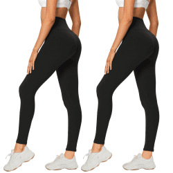 🌟 AMIYOYO 2er Pack Leggings für Damen 🌈 High Waist Leggins 🩰 Blickdicht Elastische Bauchweg Hosen 🏋️‍♀️ Weiche Sporthose für Yoga Fitness Outdoor Freizeit Leggings 34-40 Schwarz*2 Angebot bei HelloDeals