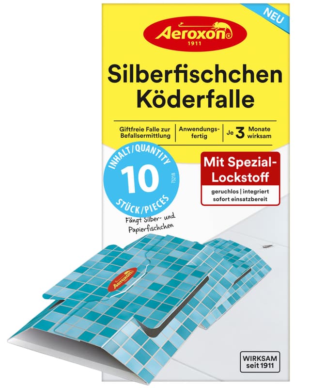 🐜🪳 Aeroxon Silberfischfalle 10er Pack - Effektive und umweltfreundliche Papierfische Falle