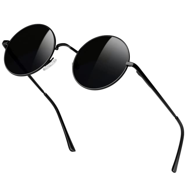 🕶️ KANASTAL Runde Sonnenbrille Herren Damen - Vintage Hippie Stil - Polarisierte Gläser - UV400 Schutz - Ultraleichtes Material - Einheitsgröße