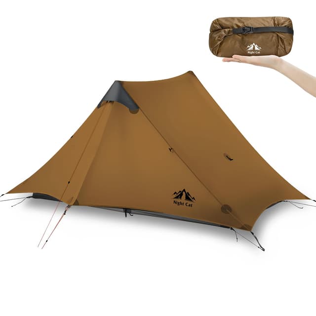 Night Cat Ultraleichte Zelt 2 Personen 🏕️ Wasserdicht Trekking Wanderzelt für Fahrrad Camping Khaki