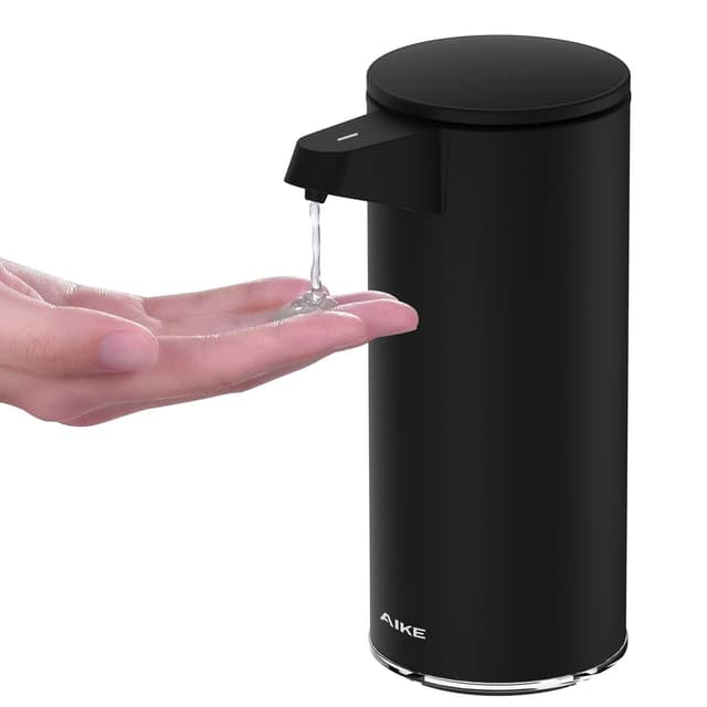 🚰🤖 AIKE Seifenspender Automatisch Edelstahl mit Sensor Infrarot, 280ml Berührungsloser Automatischer Seifenspender USB-Aufladung Schwarz