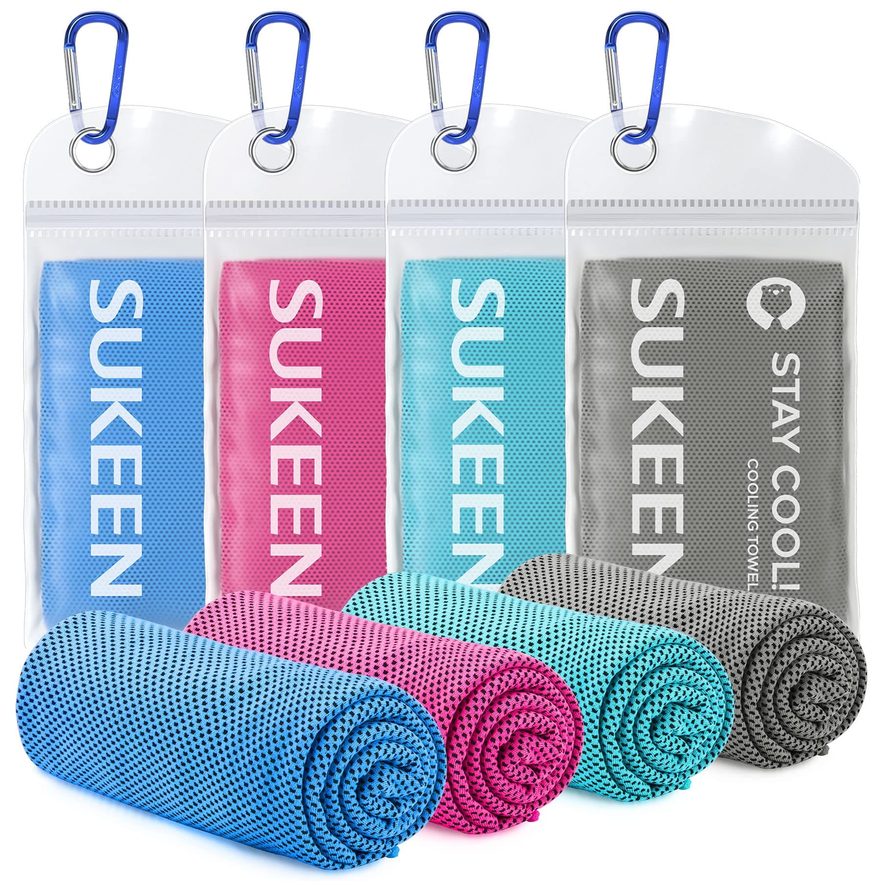 🌬️ Kühlendes Handtuch Set für Sport & Reisen - Blau/Rosarot/Seeblau/Dunkelgrau